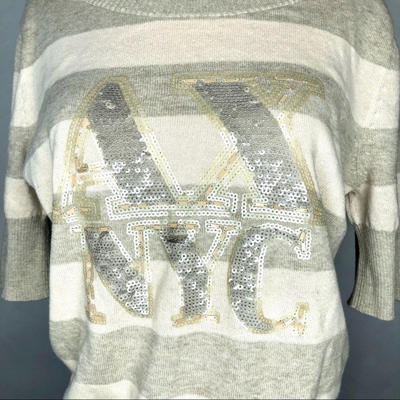 Armani Exchange sequin short sleeve stripe sweater L - Picture 2 of 10